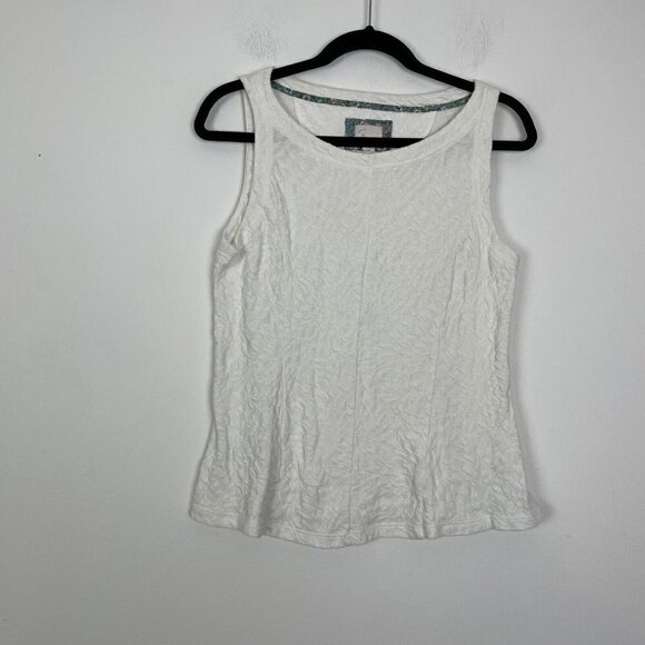 Anthropologie Postmark Ivory Textured Peplum Textured Tank Top Size Small - Picture 1 of 6